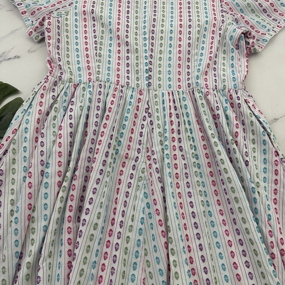 Modcloth Fabulous Fit and Flare Shirt Dress Size 16 New White Pink Stripe Retro - Picture 10 of 11